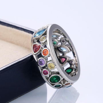 Fancy Stylish Colorful Women Hollow Out Geometric Stone Ring - The Jewellery Supermarket